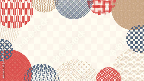 16:9の背景素材：日本の伝統的な柄を集めた風景