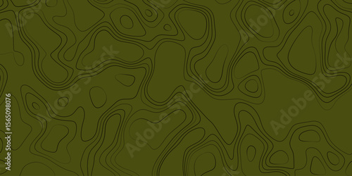 Contour map design with muted green tones and intricate black lines creating abstract shapes