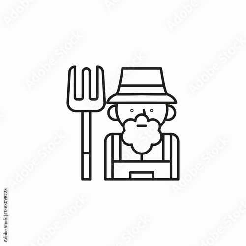 farmer pitchfork hat icon sign vector