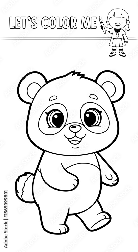 Children coloring pictures of a panda Children coloring pictures of a panda