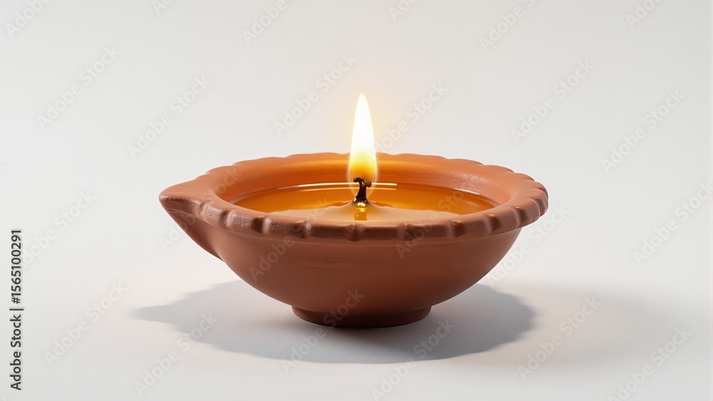 Traditional Clay Diya Lamp, Bright Flame Traditional Clay Diya Lamp, Bright Flame
