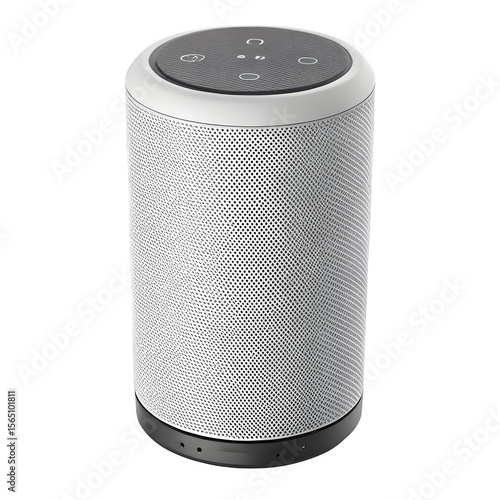White and gray wireless bluetooth speaker isolated on transparent background