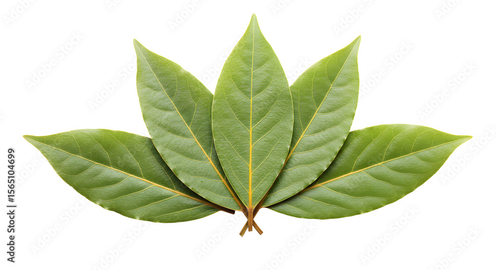 Obraz premium A vibrant arrangement of fresh green leaves showcasing their intricate veins and natural beauty against a clean background