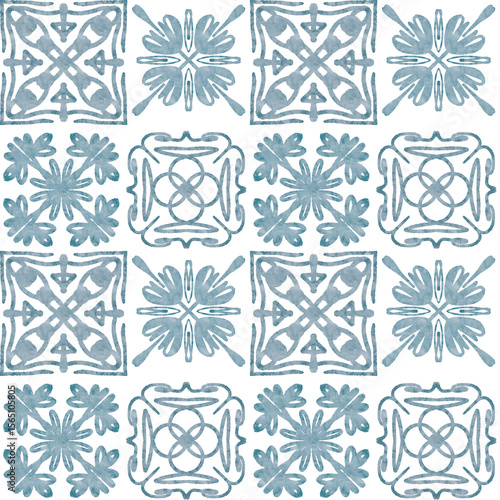 pattern tiles blue seamless pattern vintage	