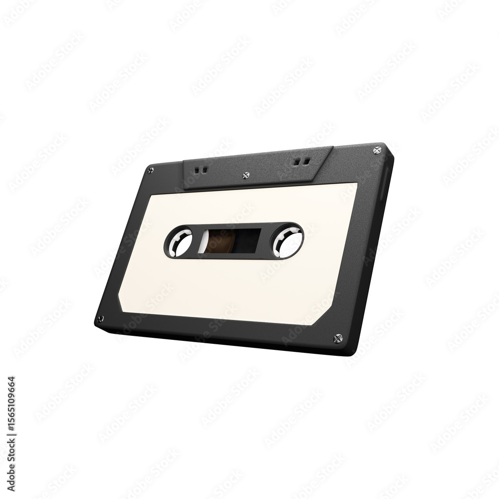 Fototapeta premium Isolated perspective 3d render retro audio cassette with empty label