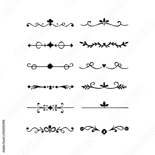 Wedding decorative elements. Divider ornament, borders, vintage line separators. Hand drawn vector illustration isolated on white background.gold ornament decorate frame border pattern Thai art
