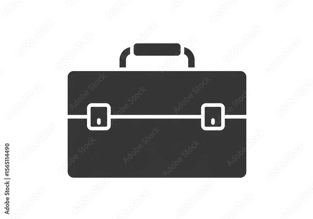 A simple graphic of a black briefcase with white outline on a white background in a flat style A simple graphic of a black briefcase with white outline on a white background in a flat style