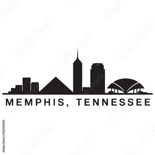 Memphis skyline horizontal banner. Memphis, Tennessee. Vector template for your design. Vector black silhouette. with white background
