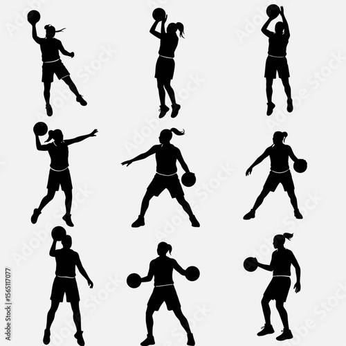 Female Basketball Player Silhouettes