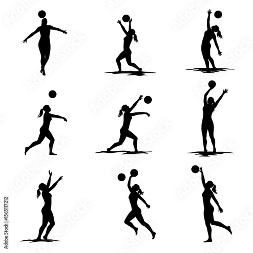 Female Beach Volleyball Player Silhouettes