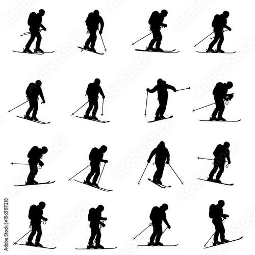 Ski Mountaineering Silhouettes Set