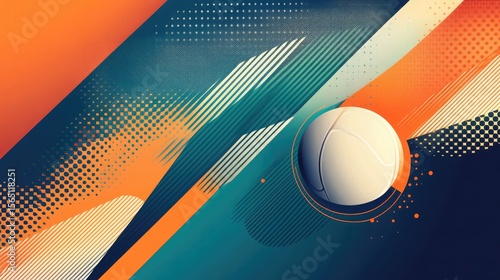 Geometric shapes frame sleek teqball banner design flow