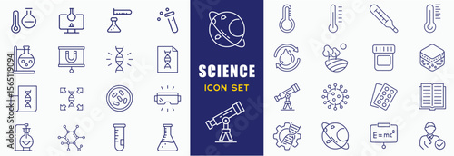 Laboratory icon set. Containing experiment, science, test tube, microscope, flask, chemical, biology, research, lab, technician and more. Editable line icons. Vector illustration.