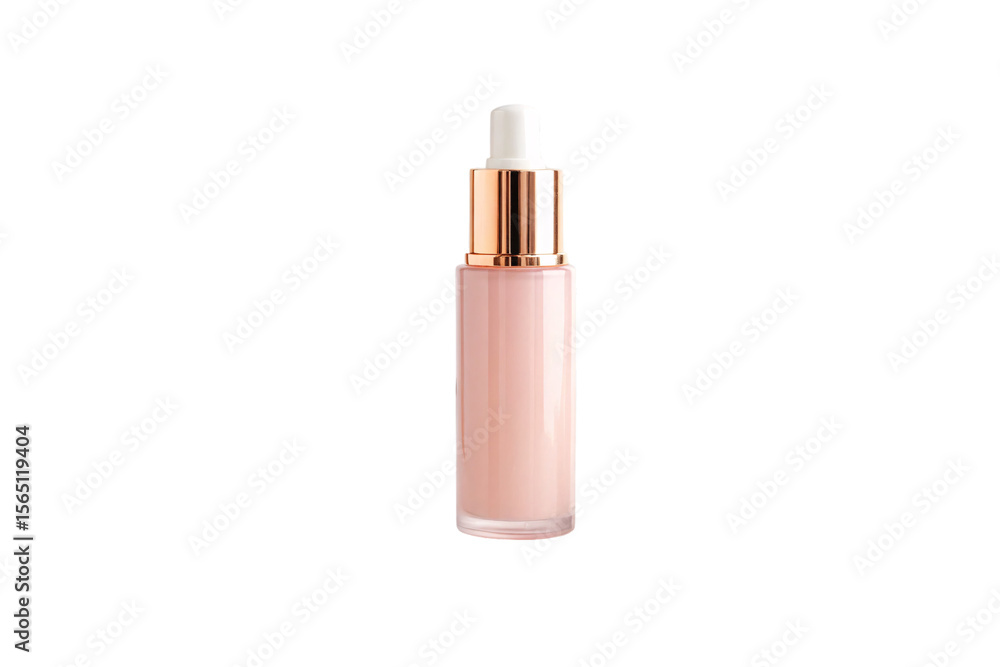Obraz premium Premium pink cosmetic dropper bottle with copper accent for skincare or beauty products, isolated on a transparent background