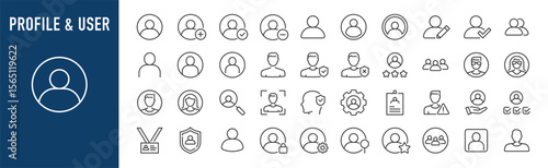 User web icons in line style. Profile, man, logo, interface, avatars, collection. Vector illustration.