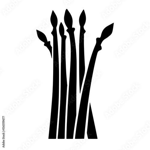 Minimalist black silhouette of asparagus spears on a white background