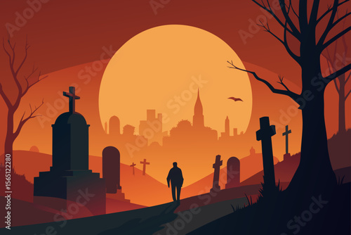 sunset in the city