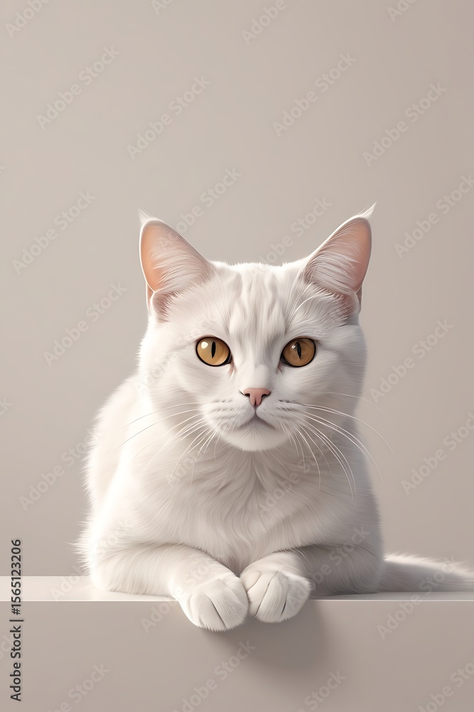 custom made wallpaper toronto digitalA photo realistic vector rendering portrays a minimalist cat for wallpaper, with smooth, refined lines and a subtle artistic touch.