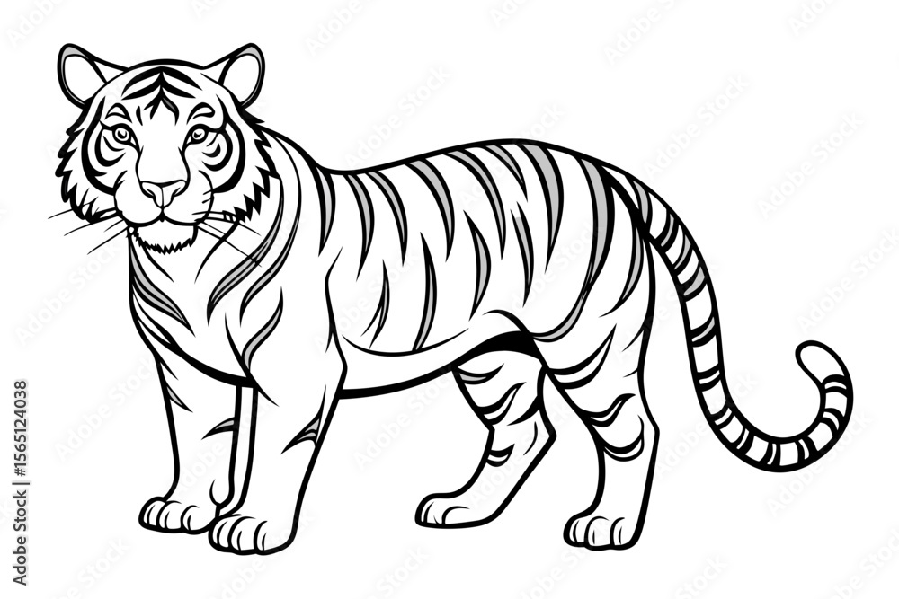 Fototapeta premium coloring page line art the tiger black vector