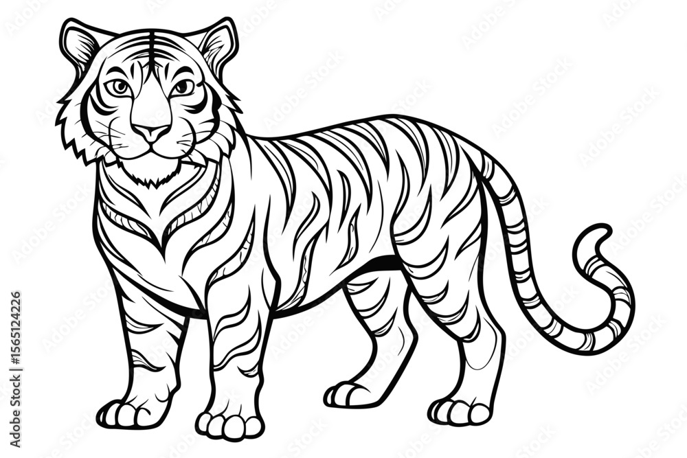 Naklejka premium coloring page line art the tiger black vector