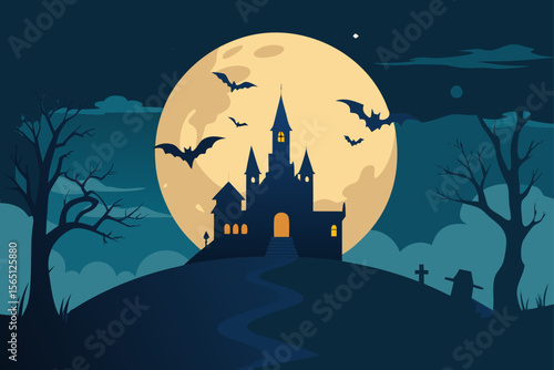 halloween background with haunted house