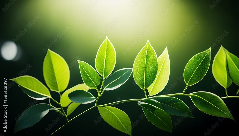 Fototapeta premium minimalist close up of fresh green leaves symbolizing life and growth bright lighting contrast