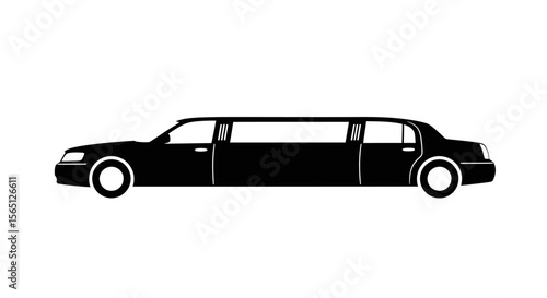 Black luxury vintage stretch limousine isolated on white for business transportation