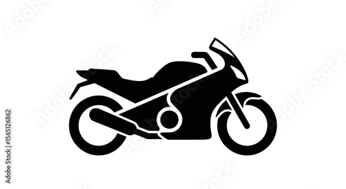 A vector silhouette illustration of a black sport motorcycle for speed, ride, and transport design