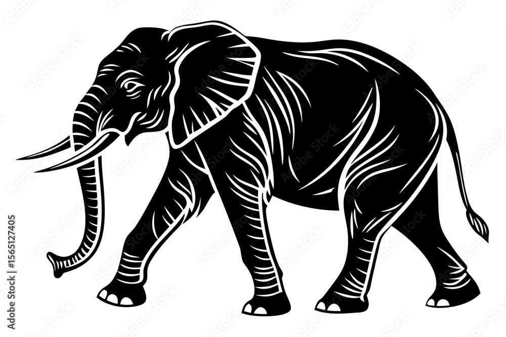 Fototapeta premium elephant sihouette black vector