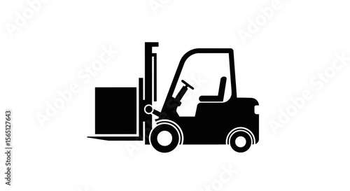 forklift truck moving cargo, a heavy industrial vehicle for warehouse work