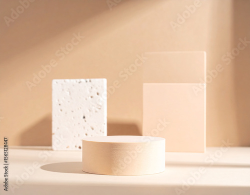Minimalist Clean Display Background with Natural Light and Soft Shadows