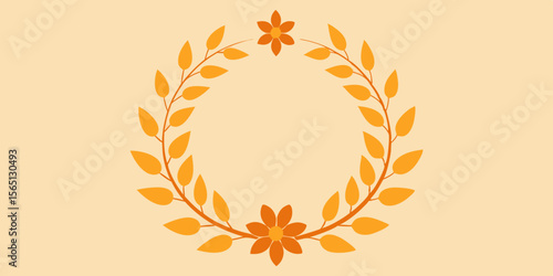 Autumn Floral Wreath Elegant Orange Leaves and Flowers Design