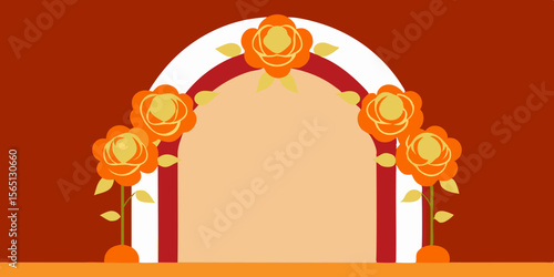 Blooming floral designs decorate a burning house, a vector illustration of destructive nature