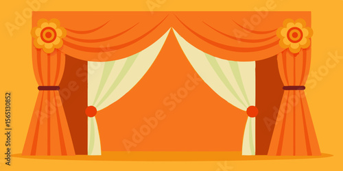 A luxurious red velvet curtain perfectly frames a classic theater stage, ready for a captivating show