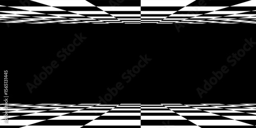 Floor in perspective with checkerboard texture. Empty chess board. Vector illustration.
