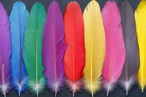 Wallpaper Mural Vibrant bird feathers arranged in chaotic harmony at close view Torontodigital.ca