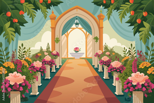 Enchanted Garden Wedding Aisle Floral Archway and Pathway