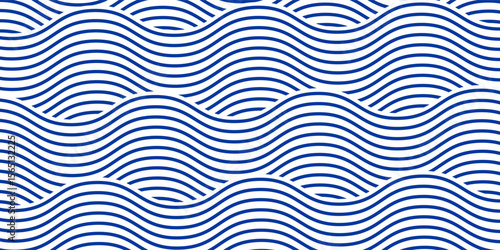 Blue water wave line pattern background. Vector illustration. Japanese style concept.
