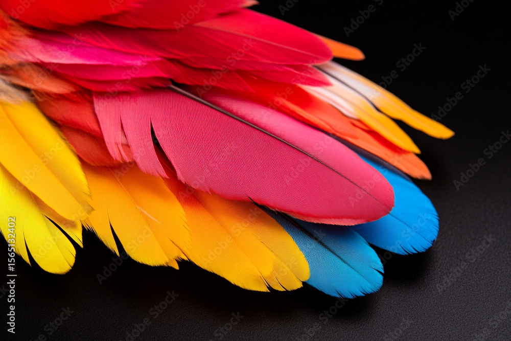 Naklejka premium Vibrant feathers showcase the beauty and chaos of nature's palette