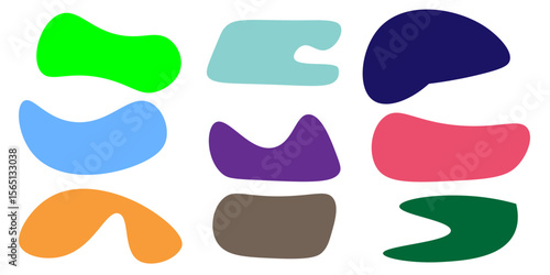 Hand drawn organic rectangle frames. Abstract doodle liquid shapes. Organic free flat blobs. Irregular fluid bubbles. Empty text box.