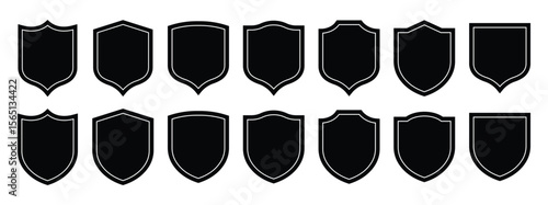 Shield vector set line black vector design illustrator, Collection of protect shield, Vector security shield badge, Knight award contours and linear signs Heraldic shield 