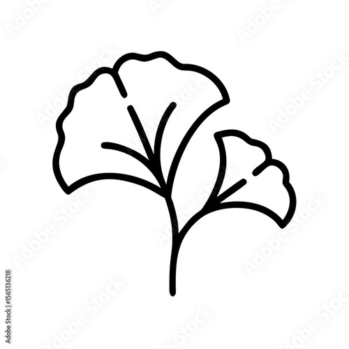 Ginkgo leaves — vector icon, transparent background