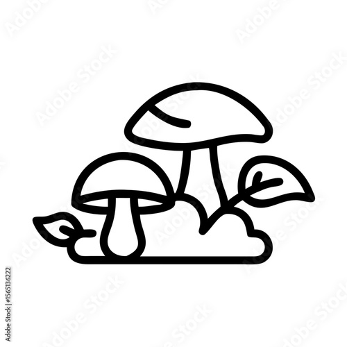 Mushrooms under leaves — autumn in the forest, transparent background