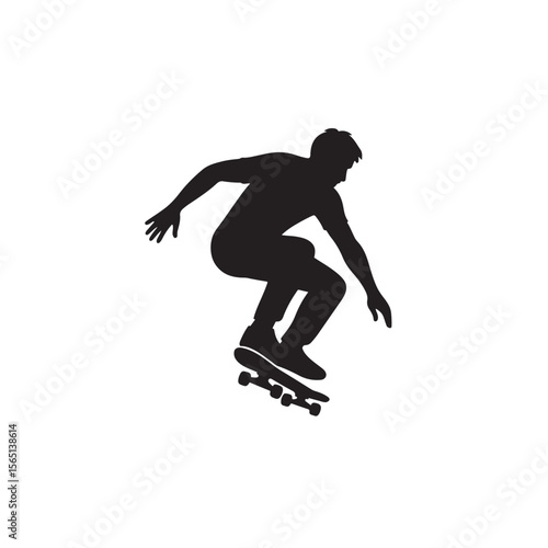 Skateboarding Silhouette Icon Extreme Sports Jump Trick Illustration