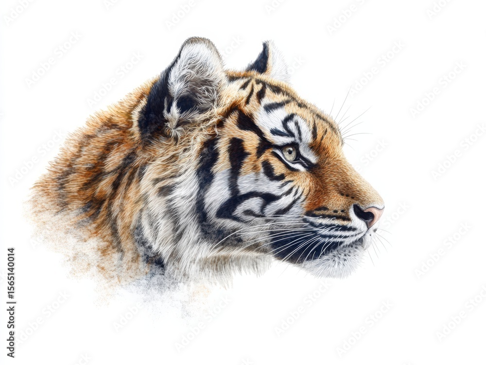 Obraz premium Majestic Tiger Portrait Illustrating Nature's Fierce Beauty and Grace