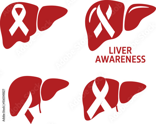 Liver Awareness Concept with Red Ribbons