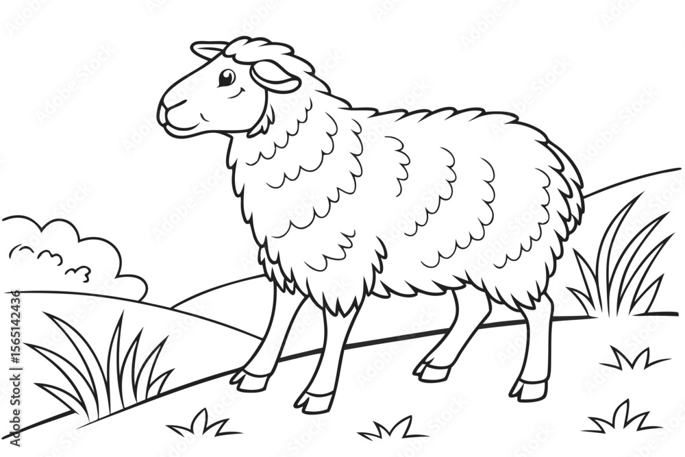 Obraz premium coloring page line art the sheep black vector