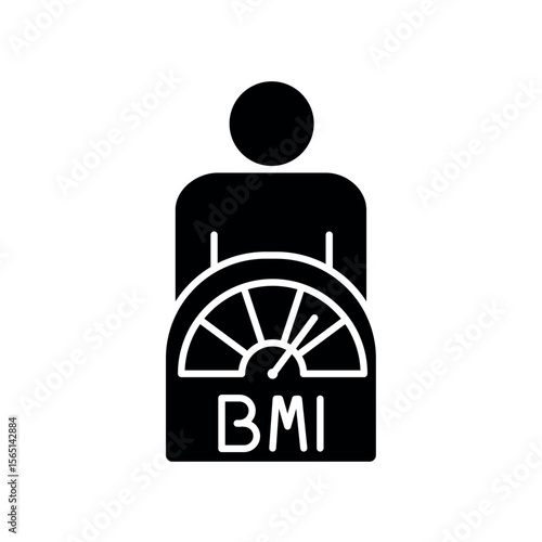 body mass index bmi black flat icon for digital and print projects.
