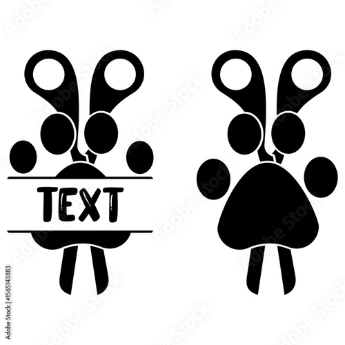 Pet Grooming Paw Print Scissors Graphic