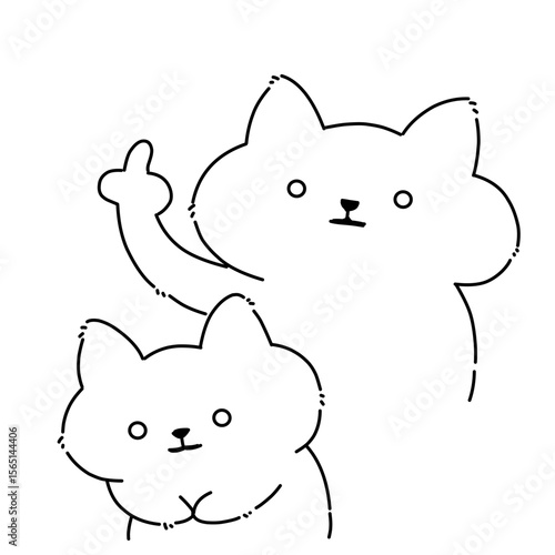 Funny rude cat vector line art outline illustration 